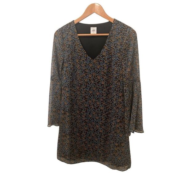 Cabi Poise Long Bell Sleeve Lined‎ Floral Shift Dress Style 3648 - Picture 1 of 4